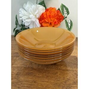 Vintage Arcopal France Caramel Opal Glass‎ Bowls Set of Six Retro Kitchenware